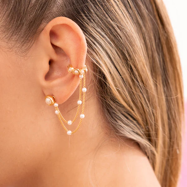 Set de arete y earcuff perlitas