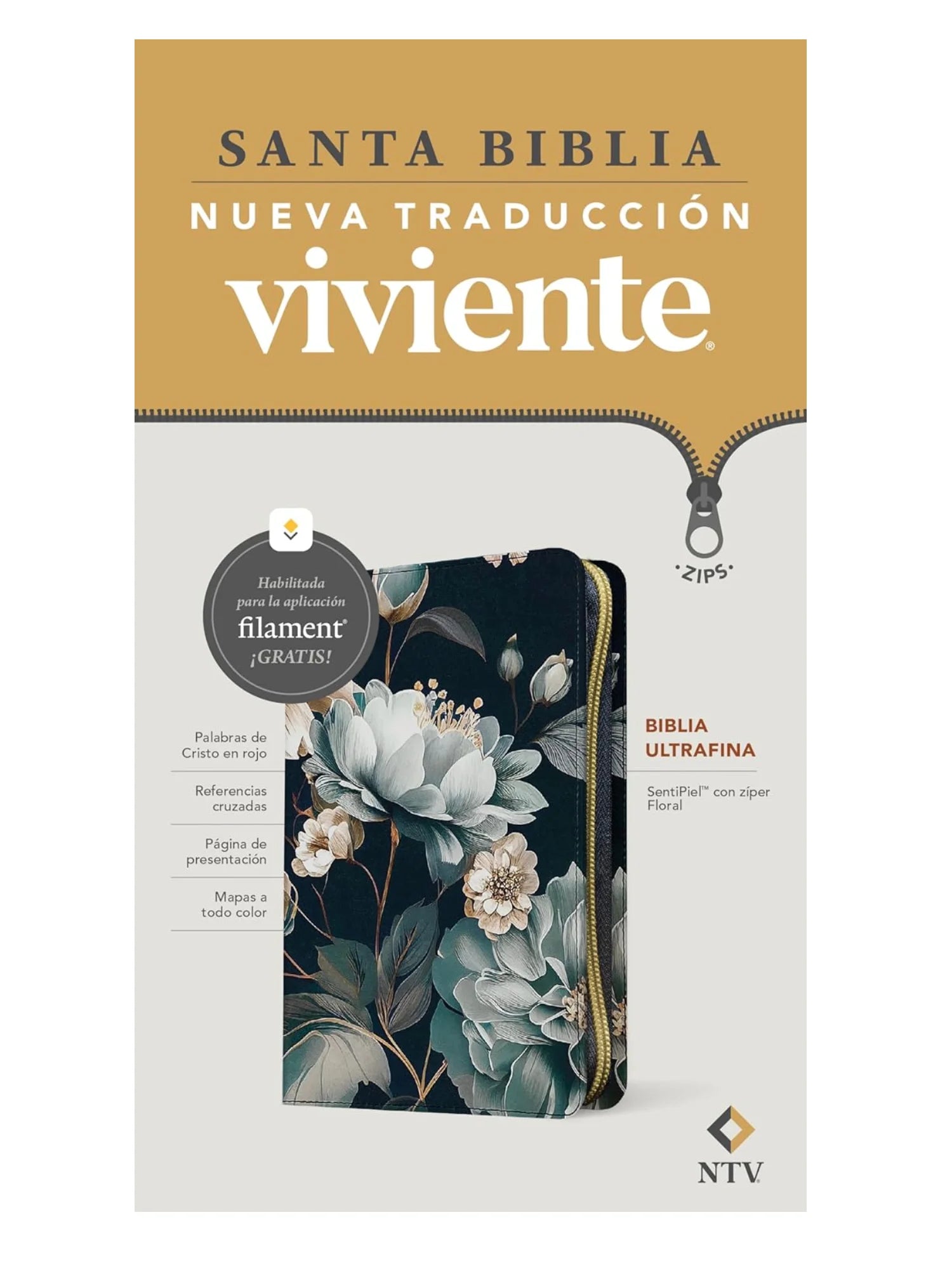 BIBLIA FLORAL CON CIERRE (NTV)