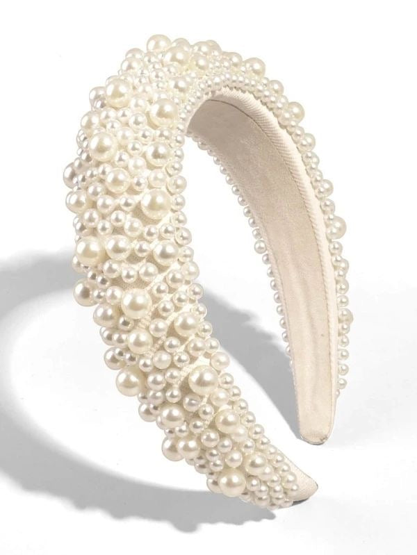 Diadema de perlas ancha