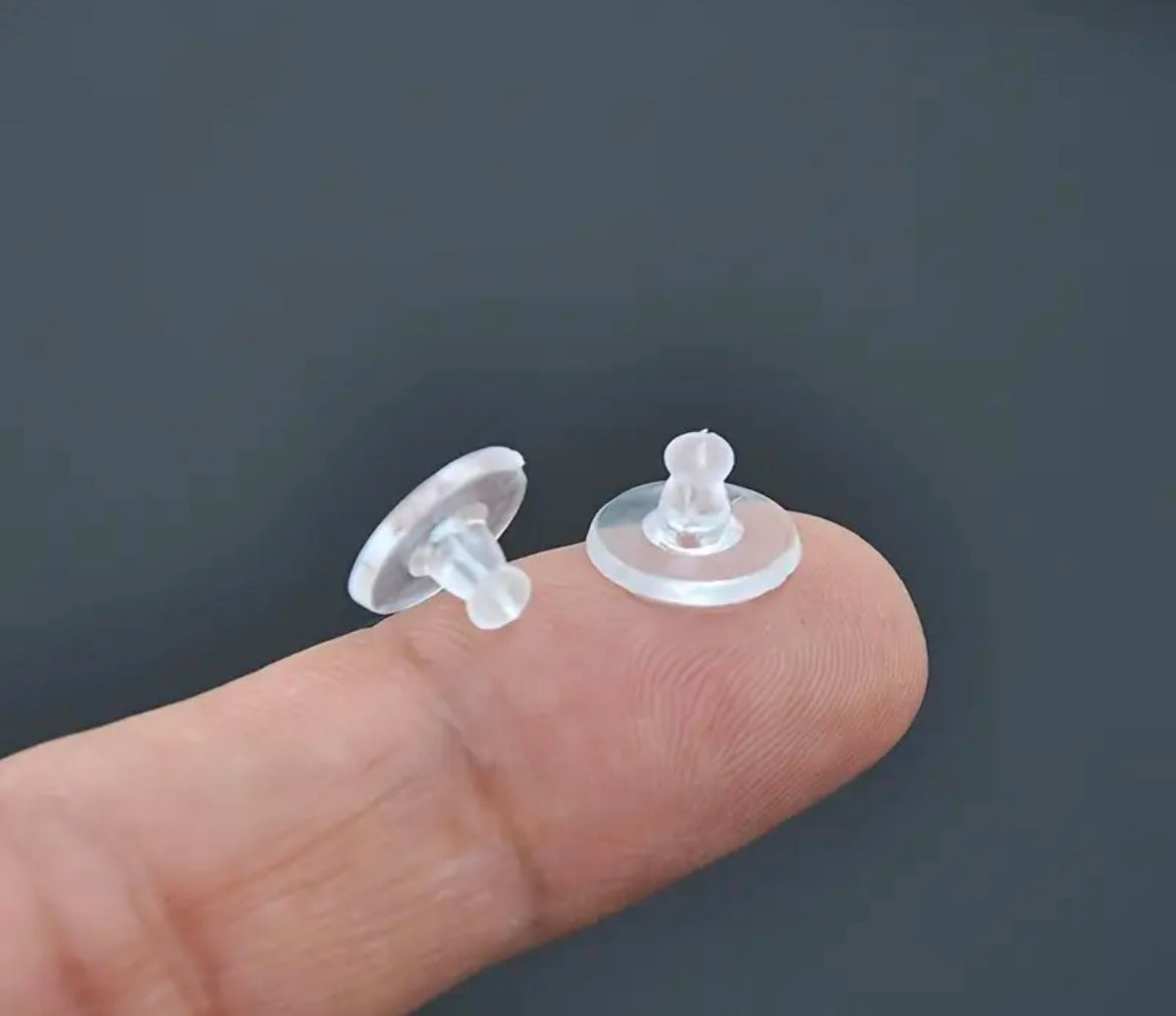 Seguro para arete transparente grande x10 Pares